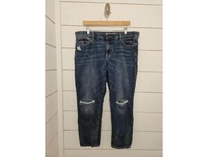 Gap size 14 blue distressed sexy boyfriend fit denim jeans